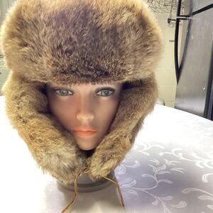 FUR TRAPPER HAT UNISEX FLUFFY STYLISH RABBIT FUR LARGE